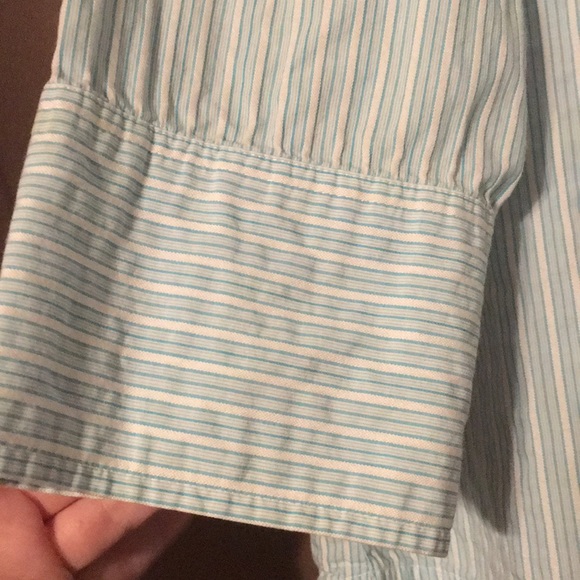 Talbots blue and white striped button up - Picture 2 of 4